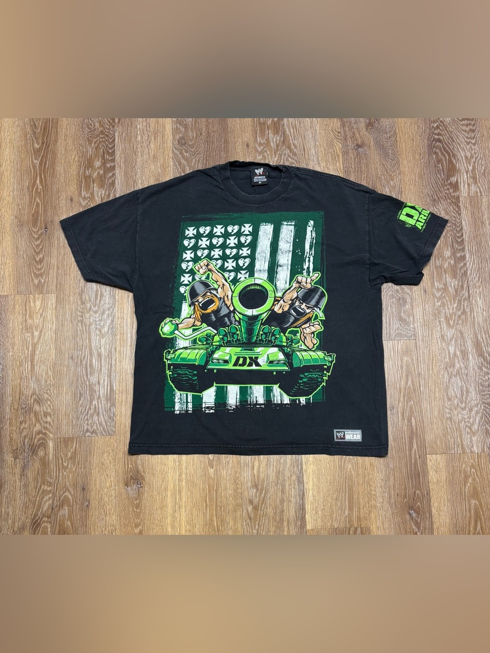 WWE Black Tee with Neon Green DX Tank Graphic